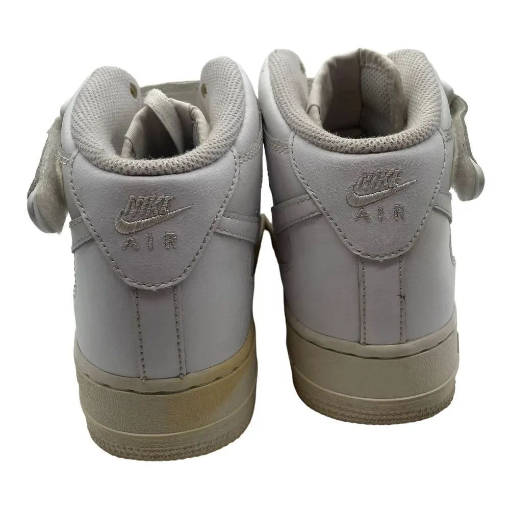Nike Air Force 1 Mid Sneakers GS Triple White 314195-113 Kids Size 7Y Womens 8.5